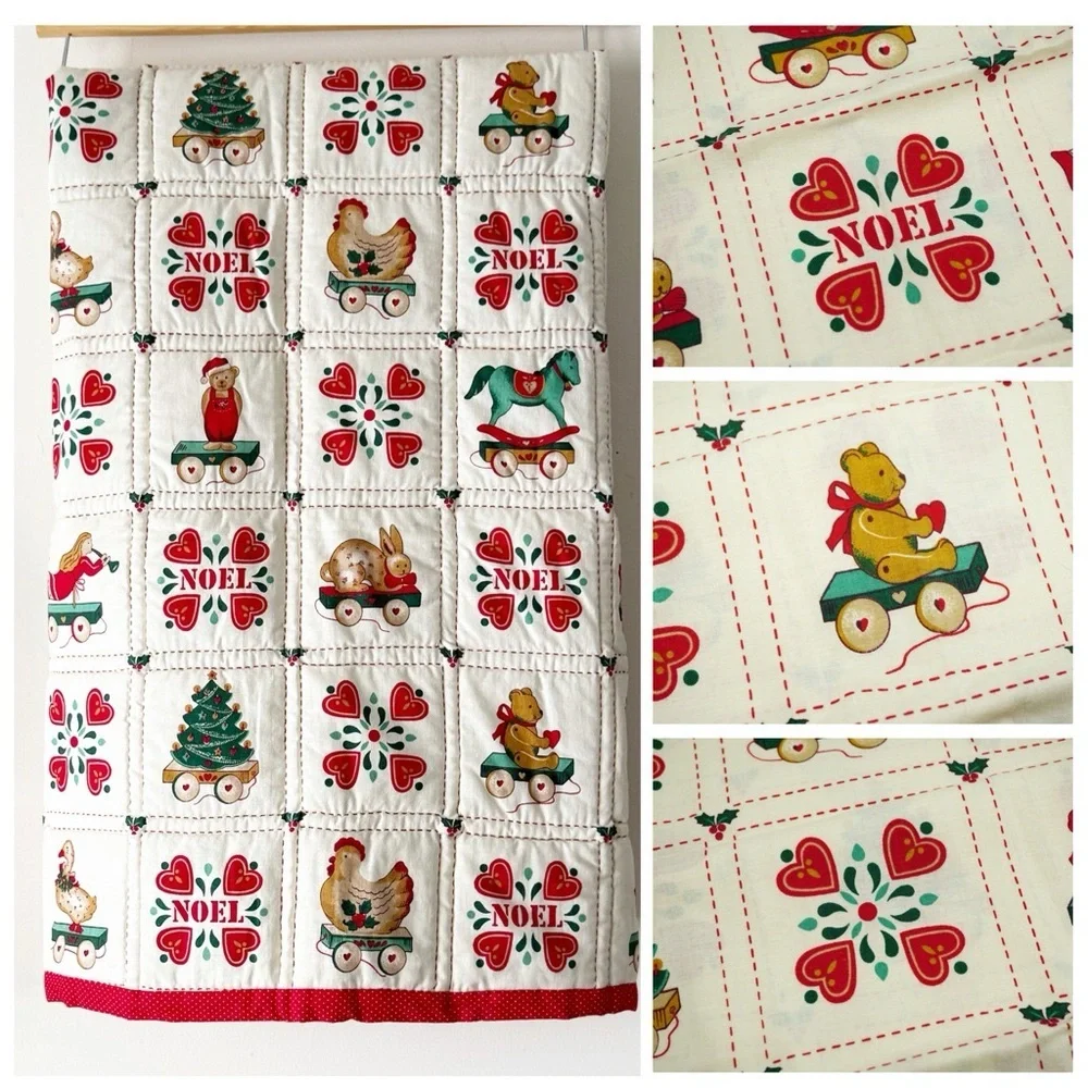 Vintage Christmas Quilt 40x48”in Noel Folk Art Toys Country Classics by Ameritex